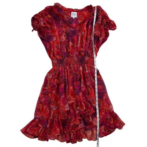 MISA Los Angeles Dominique Mini Dress in Red Purple Abstract Butterfly SZ M - Picture 11 of 13
